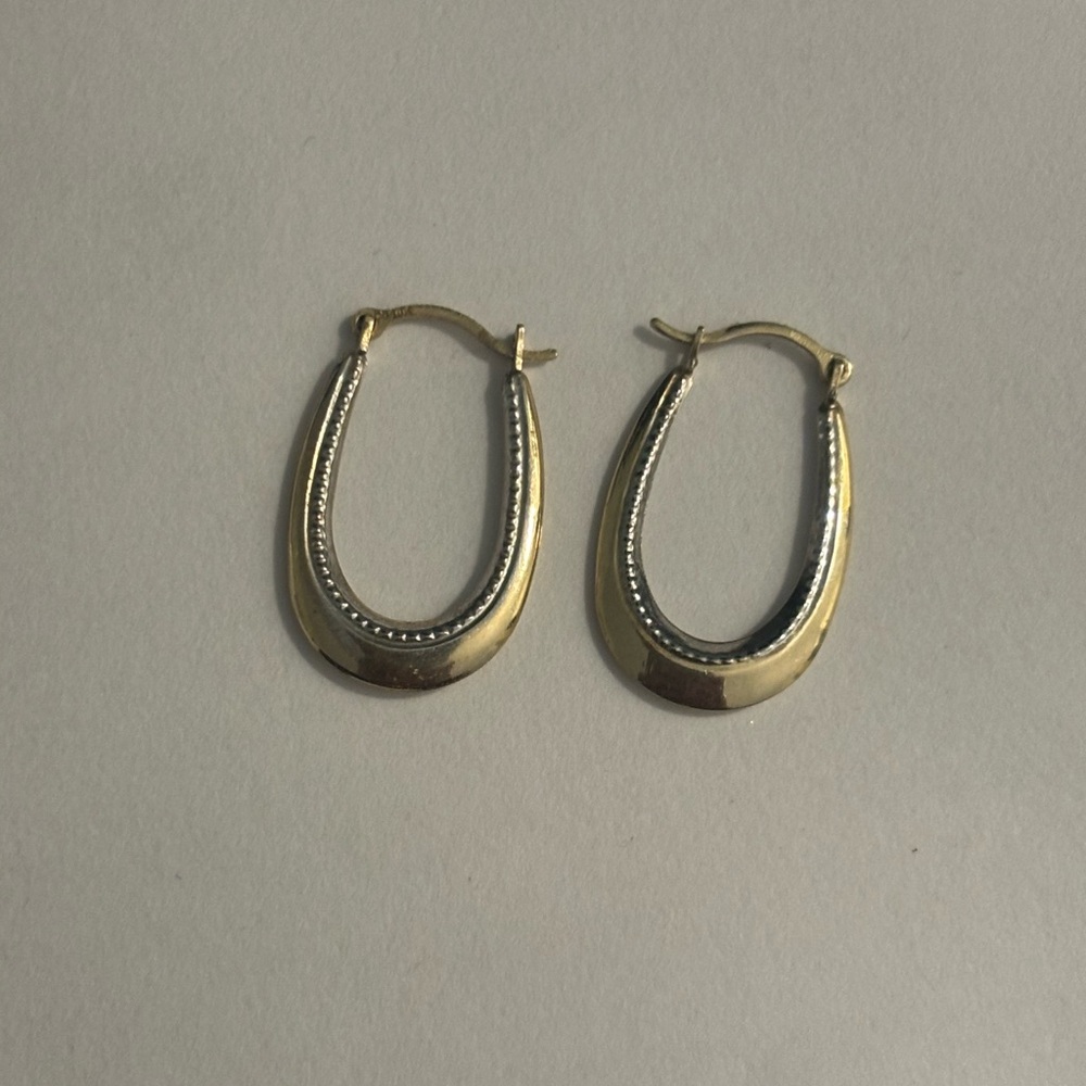 10k Solid Gond Two-Tone Hoop Earrings